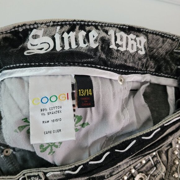 Coogi Jeans Denim 13 14 Acid Wash Studded Trim Straight Leg Juniors - Picture 5 of 7